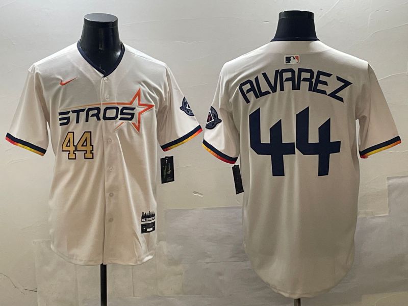 Men Houston Astros 44 Alvarez Cream Three generations Joint Name 2025 Nike MLB Jersey style 7